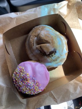 Picture of a patty cake and cinnamon scroll from Ivanhoe Strada bakery which is a 100% gluten free bakery in Melbourne