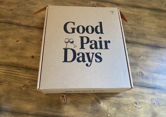 Picture of a Good Pair Days box of wine, sent monthly as part of a wine suscription in Australia, and came accompanied with a Good Pair Days esky