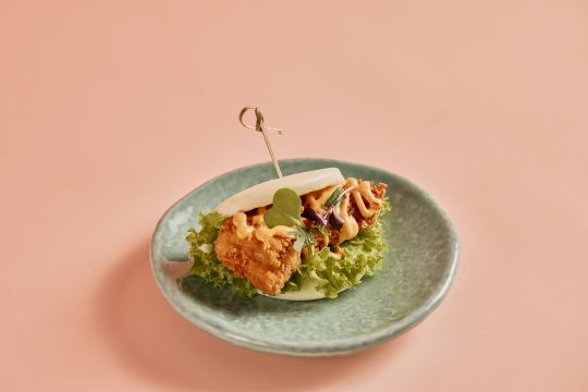 Picture of a crispy bao bun, available at Grand Lafayette Prahran restaurant, launched as part of a reopening with new chefs and Grand Lafayette menu