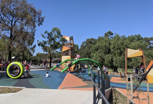 Picture of Wyndham Park, with jungle gyms and outdoor play areas