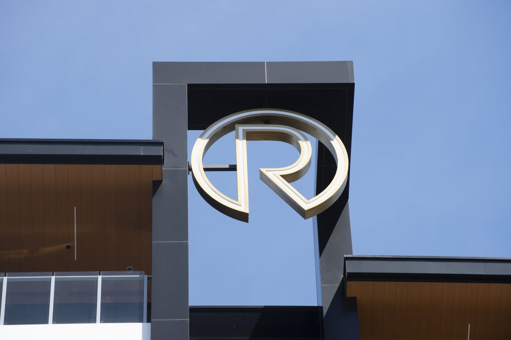 Picture of an 'R' on the hotel exterior of the R Hotel Geelong, the new Geelong accommodation build