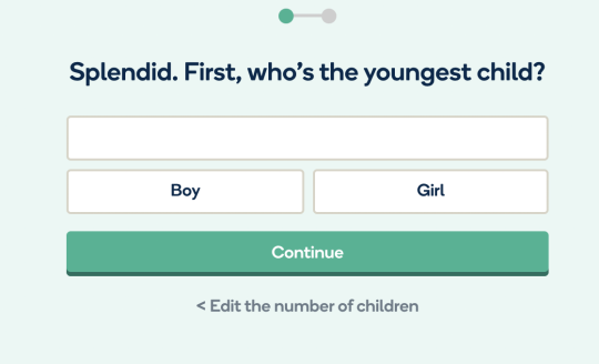 Picture of a customisation online form where Wonderbly books customers can select the youngest and oldest child in the family before further customisation