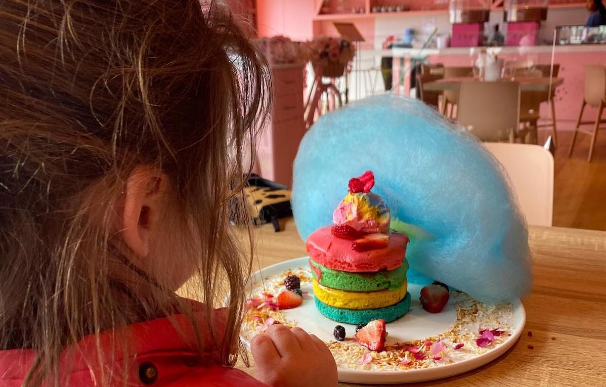 Picture of the Feekah cafe menu with rainbow pancakes