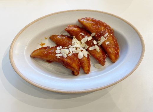 Picture of a vegan meal at Paik Bibim who have launched a vegan menu. Picture shows four fried dumplings