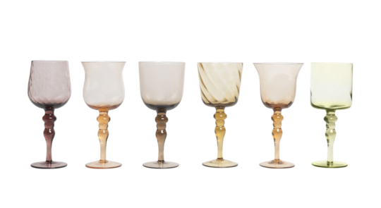 Picture of wine glasses from Bitossi Home which are part of the Christmas gift guide