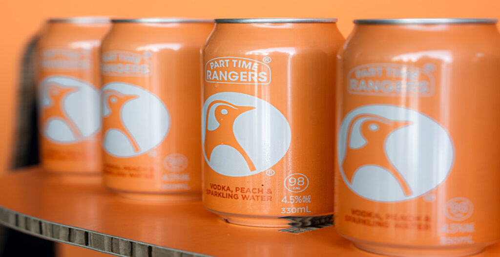 Picture of the Peach Penguin seltzer from Part Time Rangers