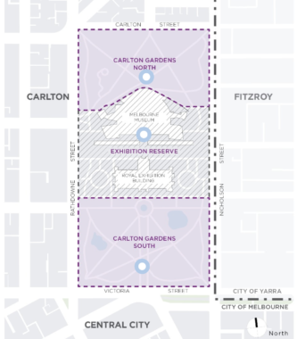 Picture of a map of Carlton Gardens Melbourne