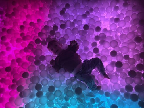 Chaos Lab Melbourne pictures showing a child playing in the coloured ball pit