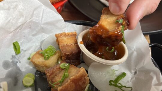 Picture of pork belly bites at The Boatbuilders Yard restaurant