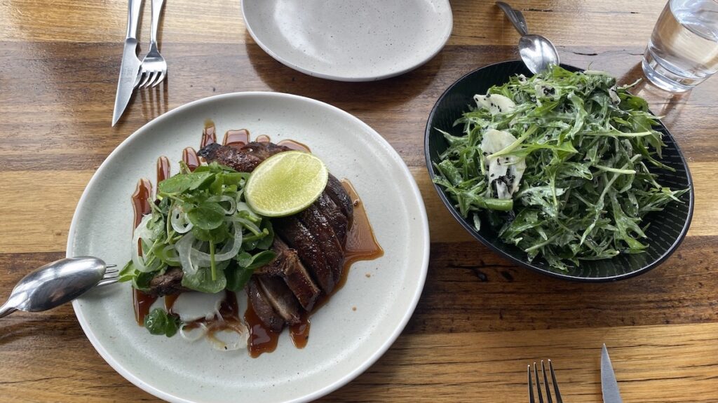 Picture of the duck and green salad from Taxi Kitchen Melbourne