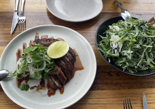 Picture of the duck and green salad from Taxi Kitchen Melbourne