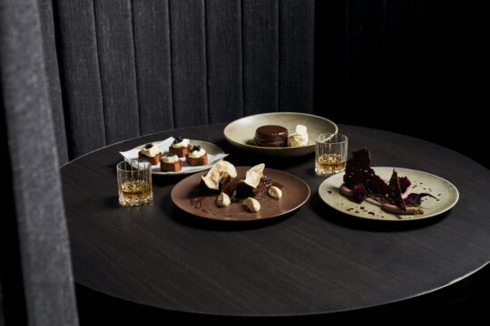 Marriott Melbourne Bakery Hill whisky dinner with four course meals on the table