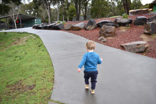 Young child at BIG4 Yarra Valley Park Lane Holiday Park on a walking path