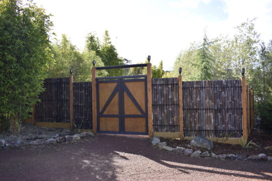 Gate to the Dinosaur Park at Oasis Berry Farms