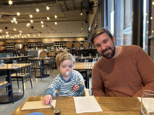 Father and son at Innocent Bystander in Healesville 