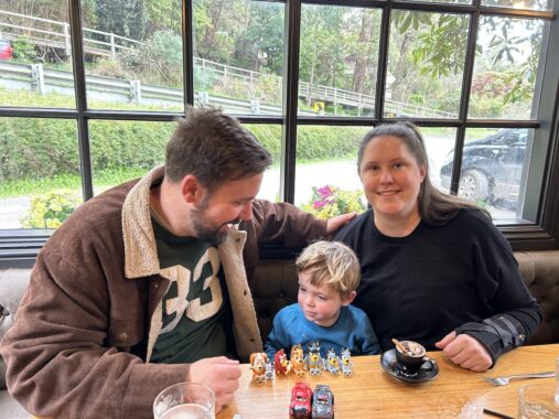 Toddler and parents eating at Micawber Tavern in Yarra Ranges