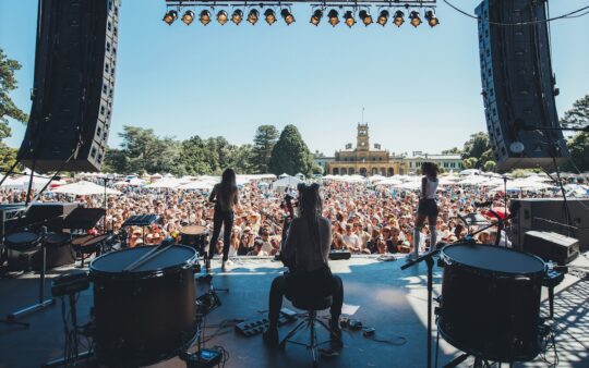 Music stage at the So Frenchy, So Chic festival at Werribee Mansion in Melbourne