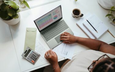 Picture of a woman working on a laptop