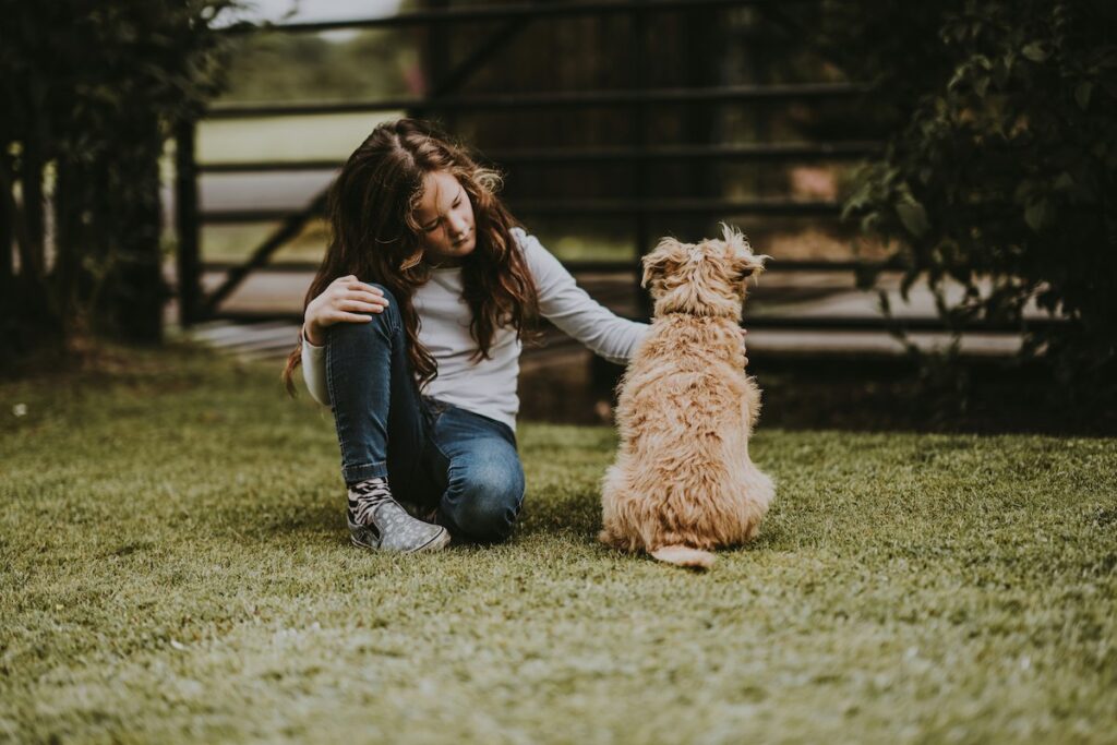 Picture of a girl playing outside in the backyard