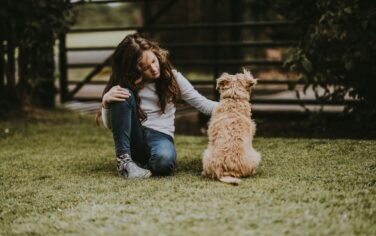 Picture of a girl playing outside in the backyard