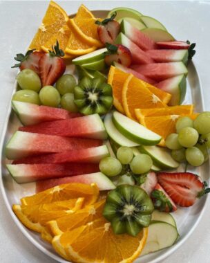 Platter of fruit at Eden Play Mill Park for a children's birthday party